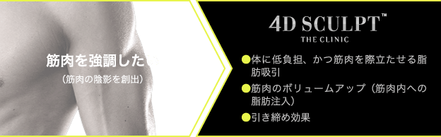 脂肪を無くし、かつ筋肉を強調したい方には、ベイザー4Dスカルプトがおすすめ